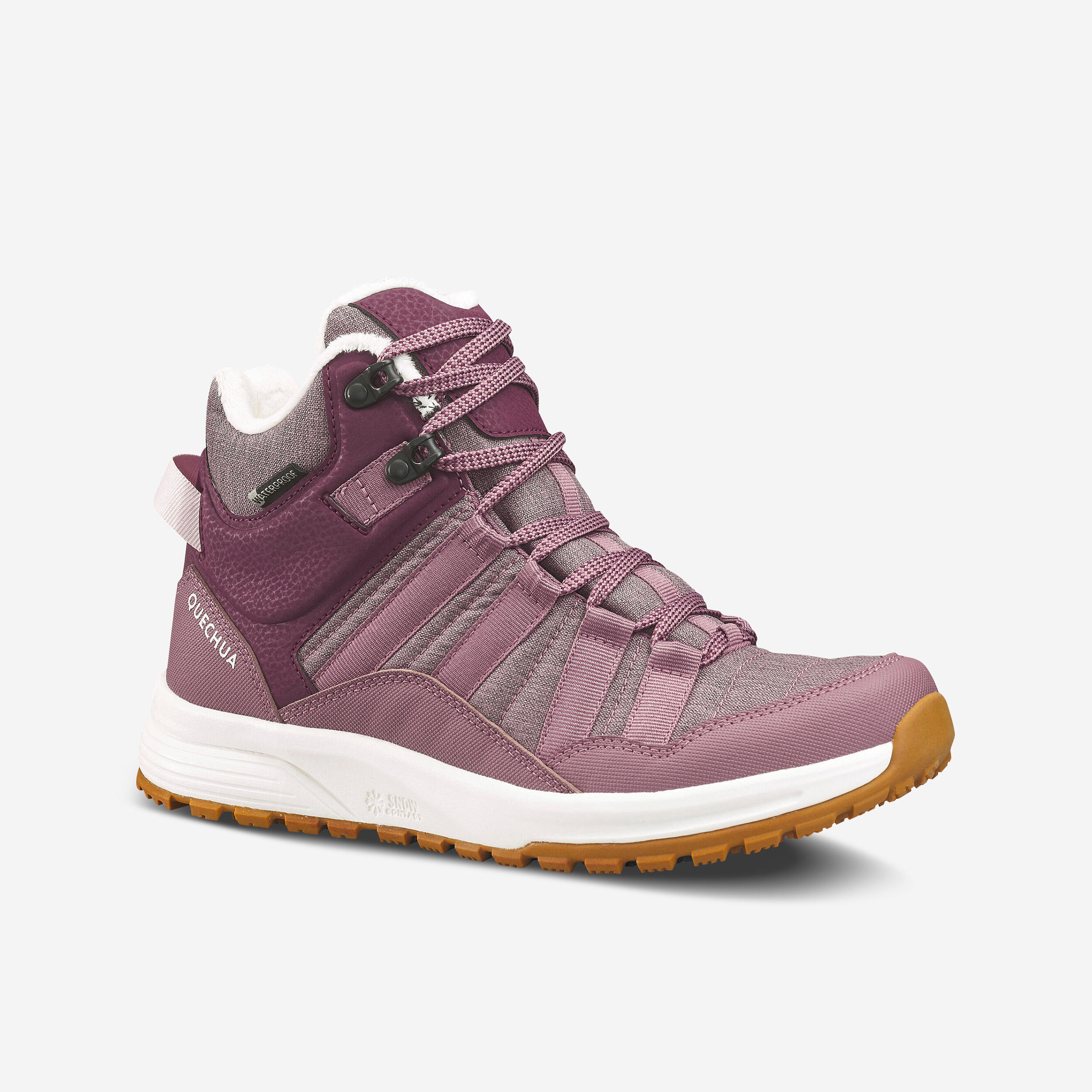 Women's Warm and Waterproof Hiking Boots NH500 Mid - Burgundy