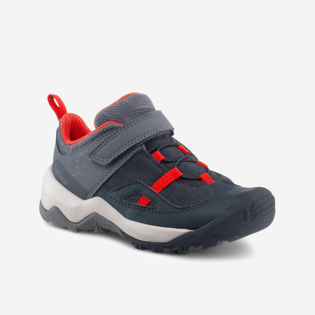 Chaussures de randonnée enfant à scratch Crossrock grise rouge du 24 AU 34