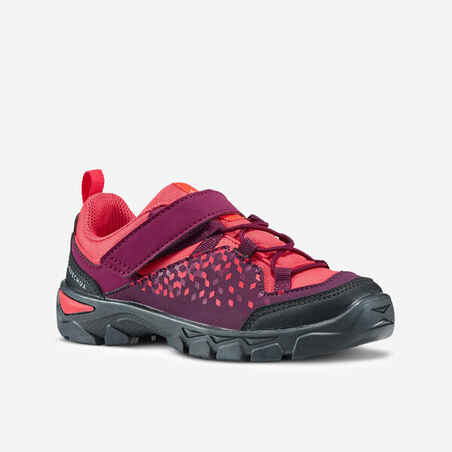 Vijoličasti pohodniški čevlji s trakom na ježek MH120 za otroke
