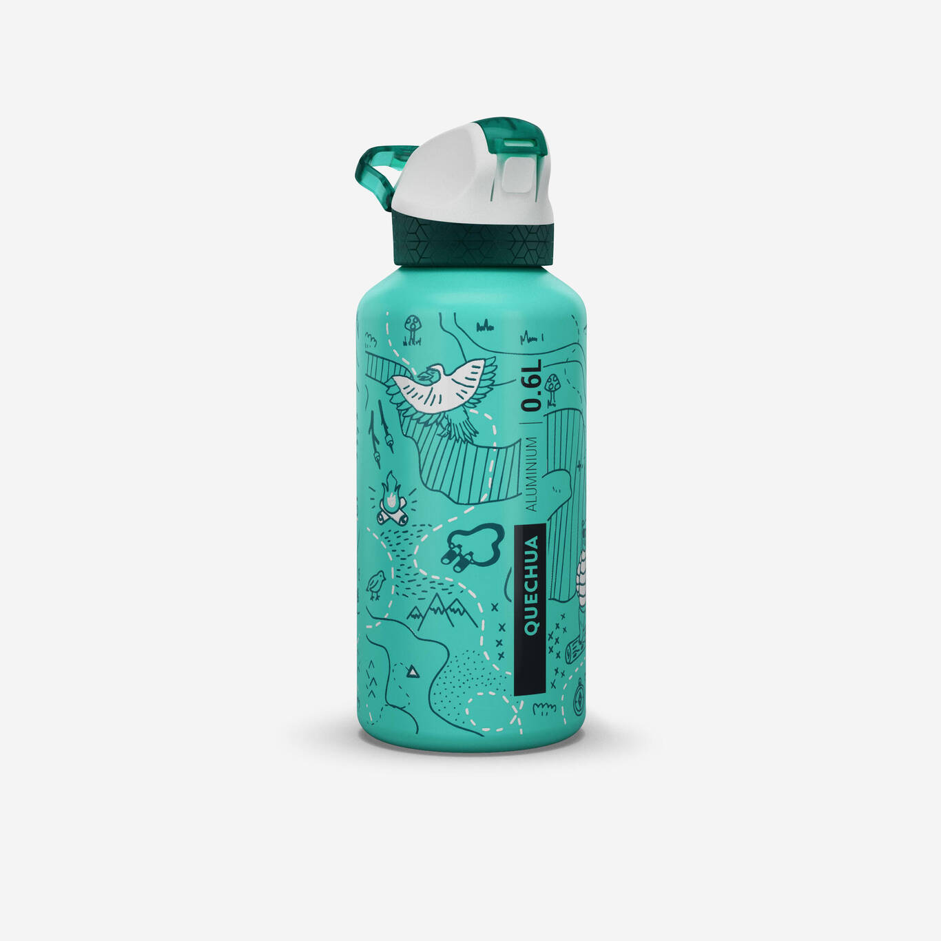 Botol Minum Hiking Aluminium 900 Tutup Instan & Sedotan 0,6 Liter - Graphite