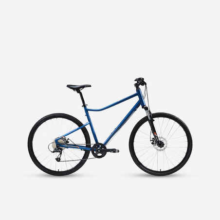 Lightweight 9-speed, single-chainring hybrid bike, blue
