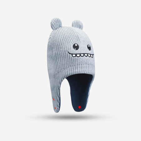 Gorro bebé de esquí/trineo - WARM gris y azul 