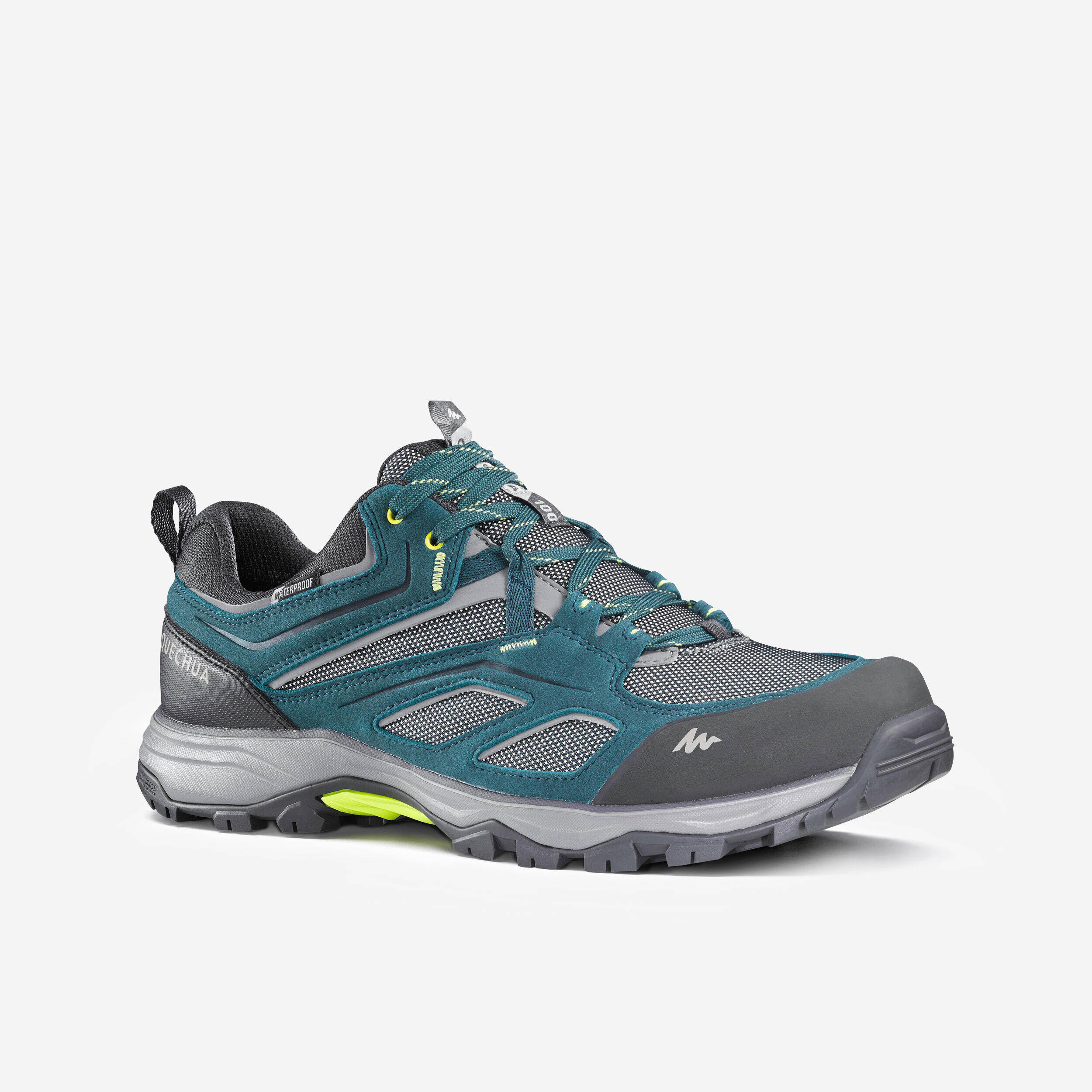 Men Low Ankle Waterproof Hiking Shoes with Non-Slip Outsole Blue - MH100 -  1