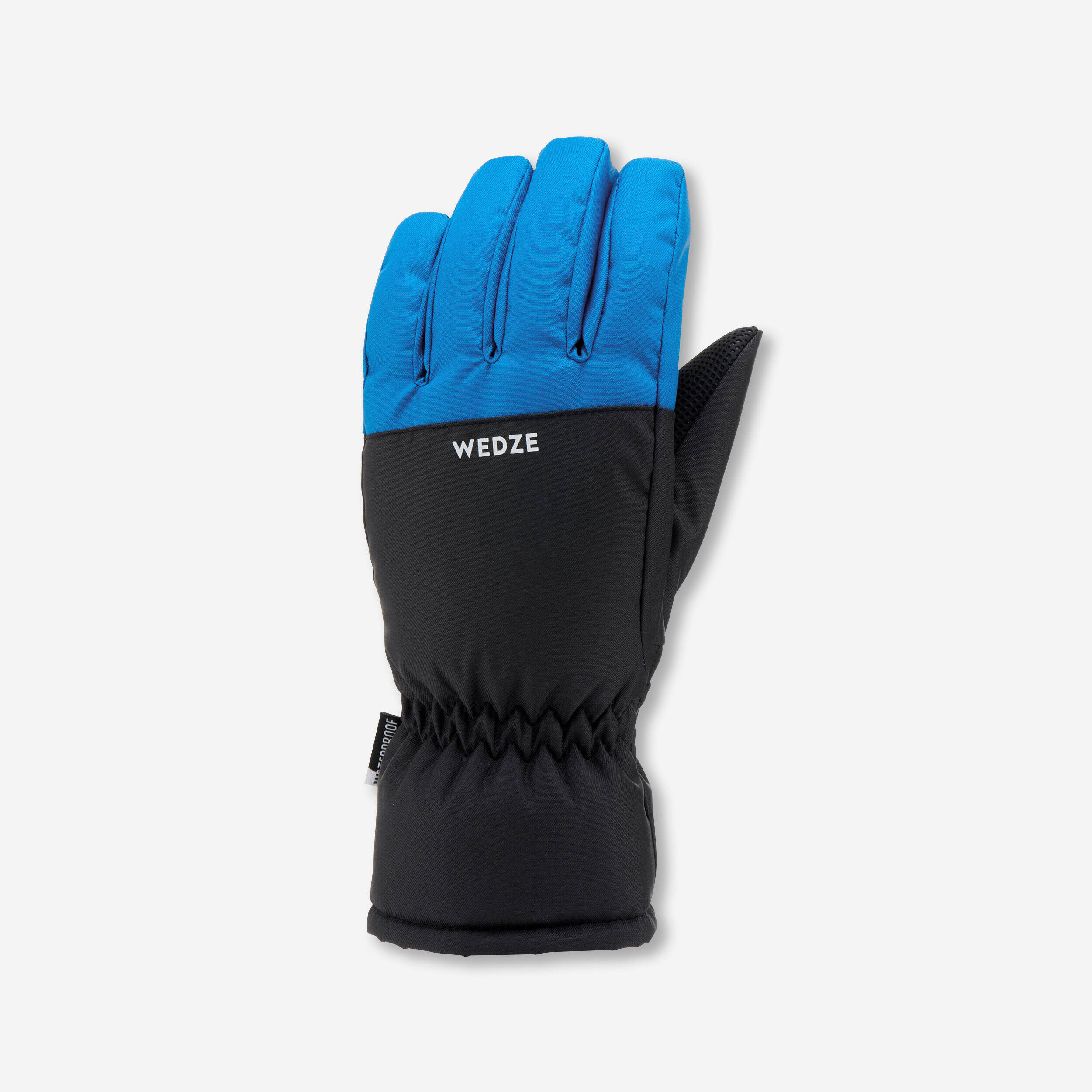KIDS’ WARM AND WATERPROOF SKI GLOVES - 100 BLUE AND GREY -  1