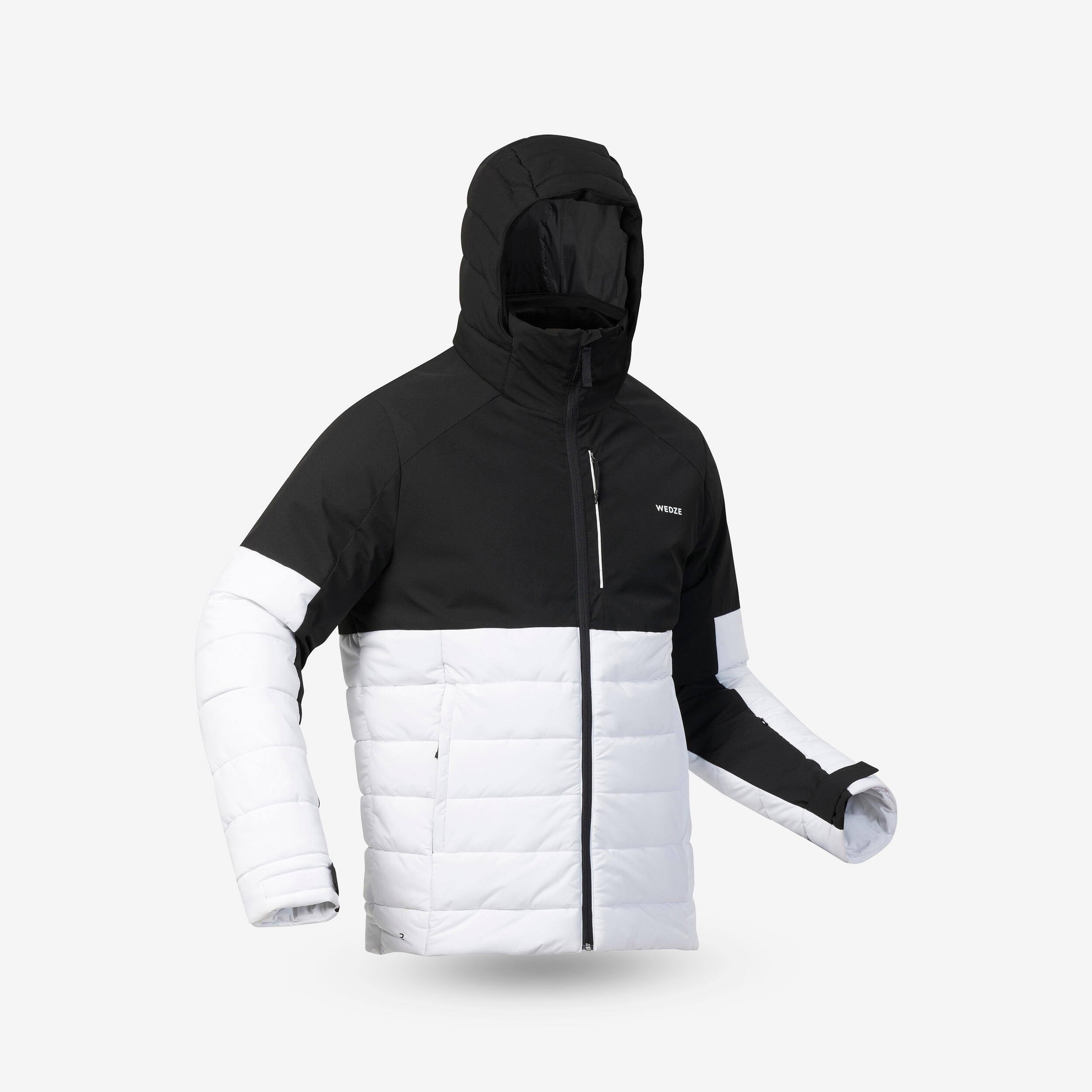 WEDZE Men's Mid-Length Warm Ski Jacket 100 - Black/White