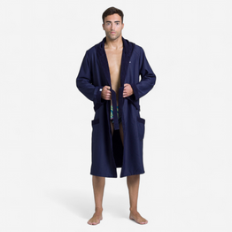 Kit Peignoir de Bain et Serviette Compacte Homme Bleu Fonce