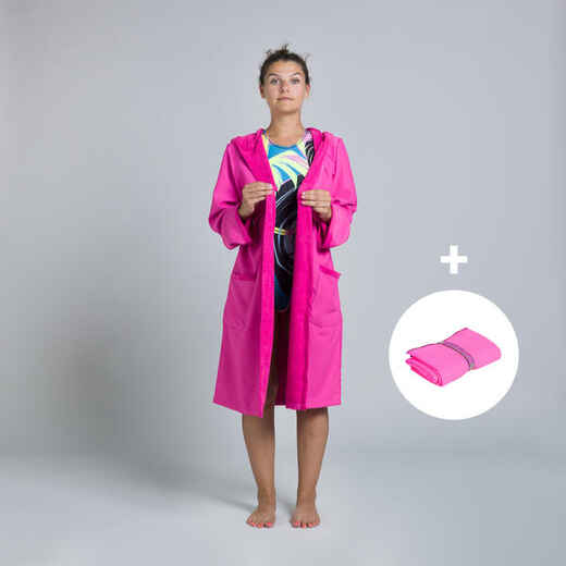 Women's Compact Bathrobe and Towel Set - Pink