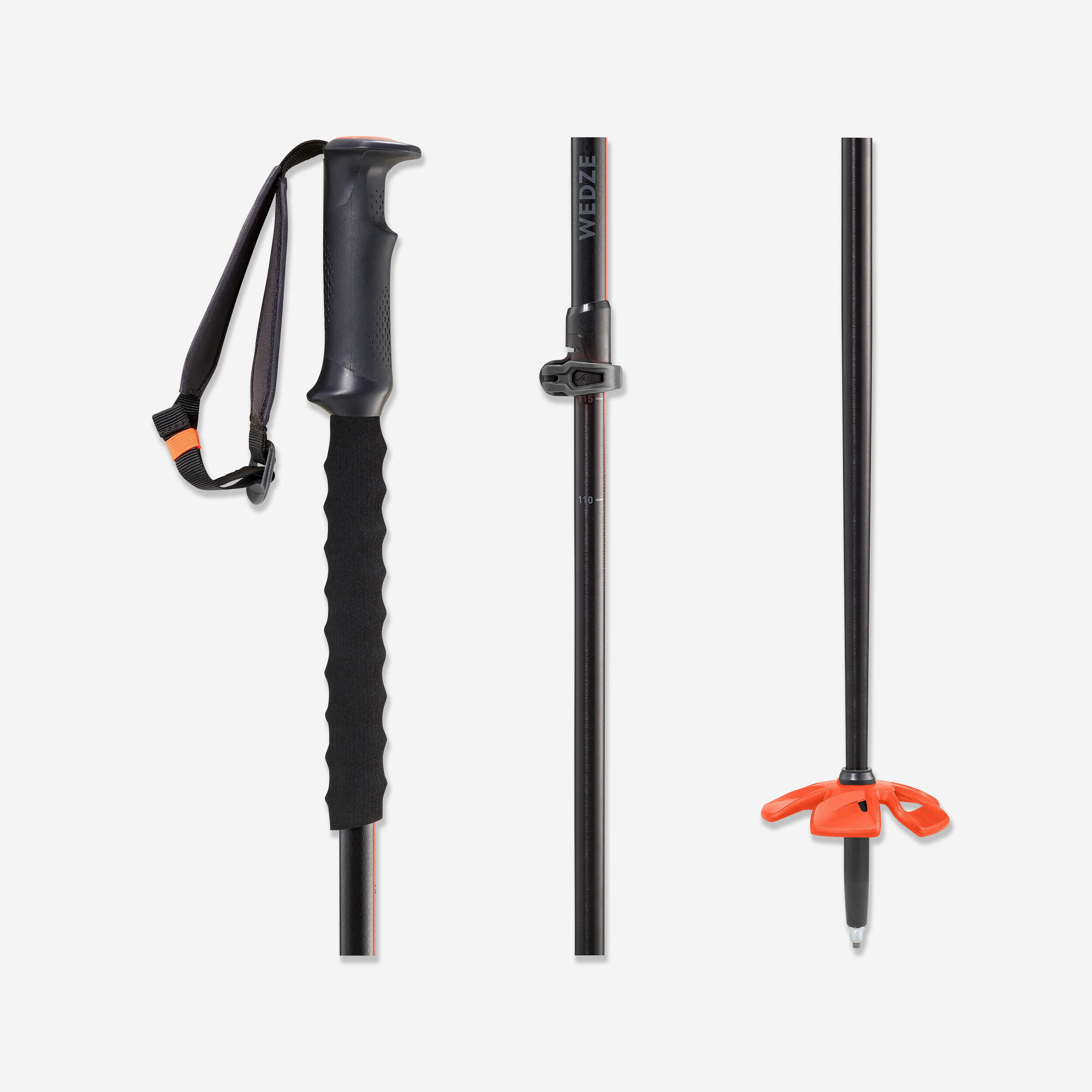 WEDZE TELESCOPIC FREERIDE SKI POLES - FR VARIO