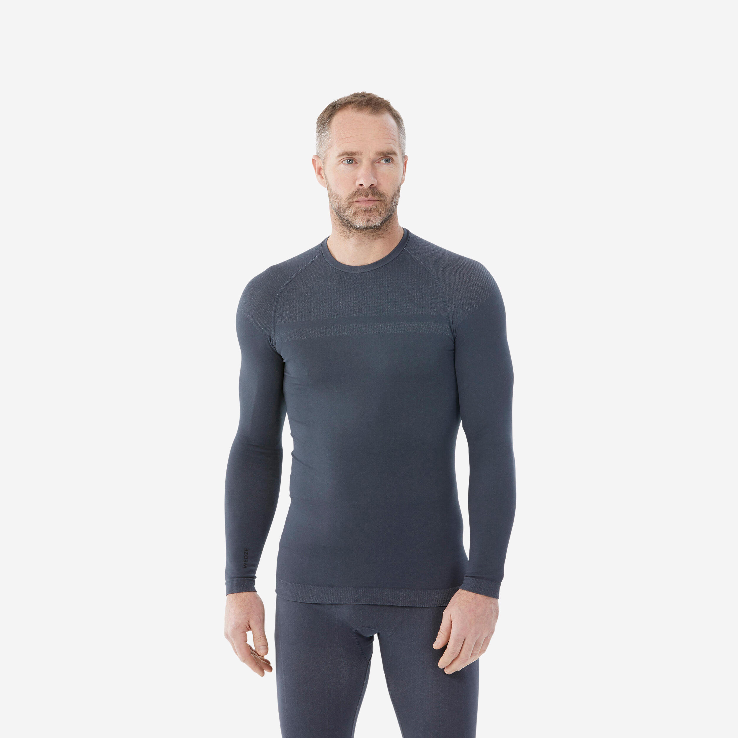 WEDZE Men's BL 180 thermal base layer seamless ski top - grey