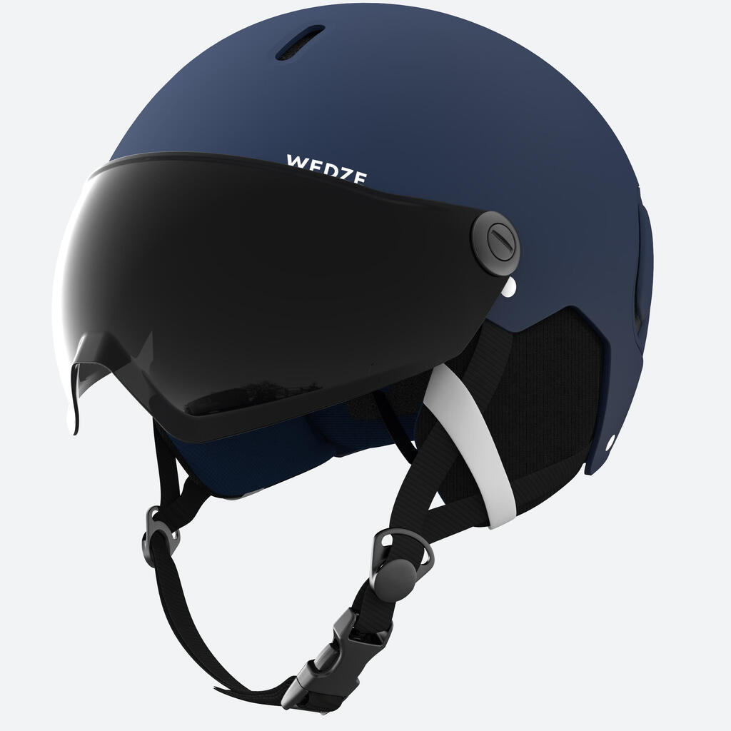 Skihelm mit Visier Erwachsene - PST150 blau/schwarz