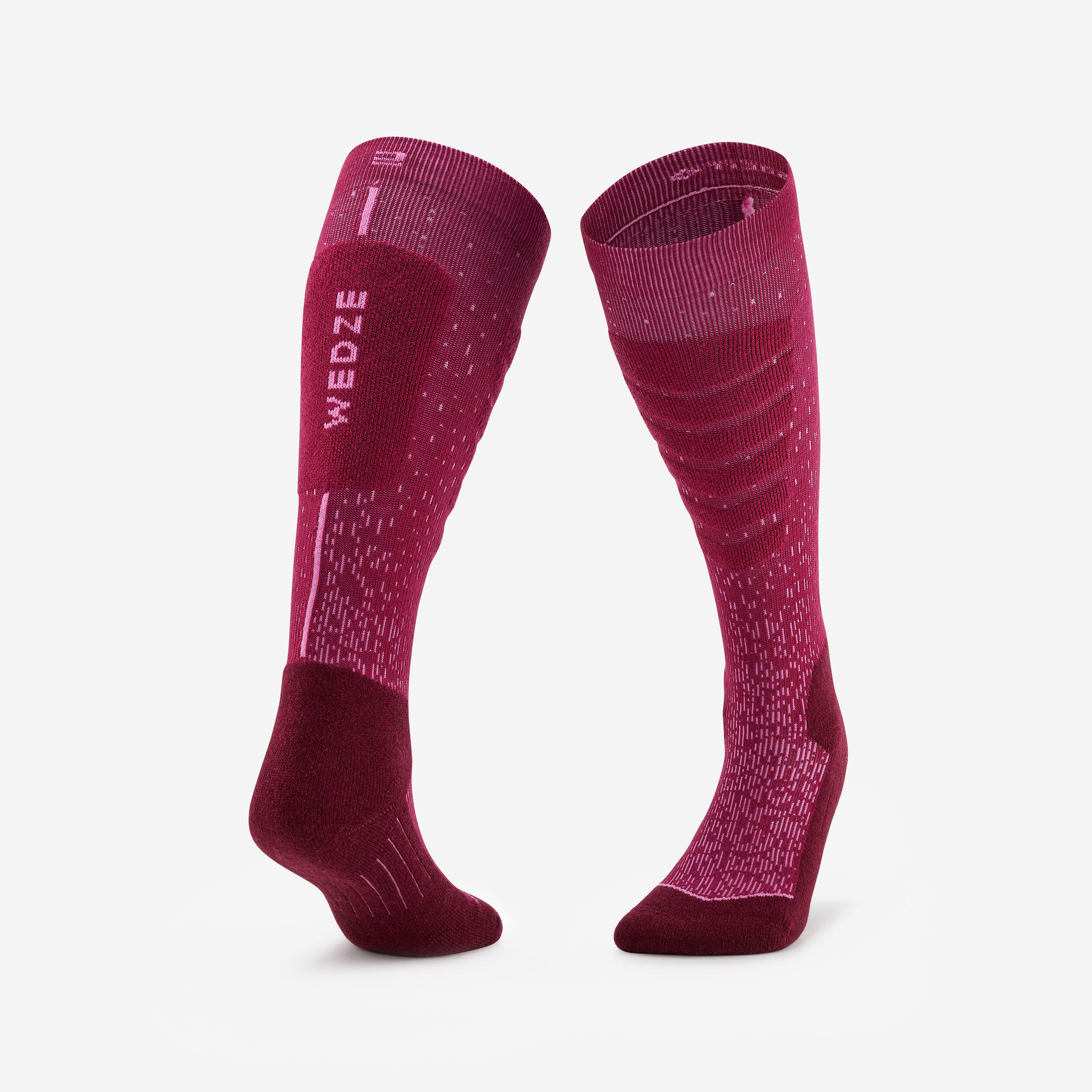 WEDZE Ski Socks 100 JQT 23 - Burgundy