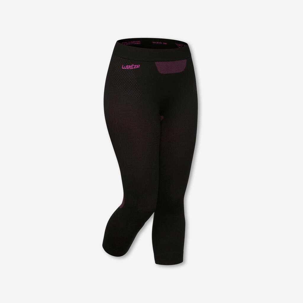 Women’s Soft and Seamless Ski Base Layer Bottoms BL 500 - Black / Pink