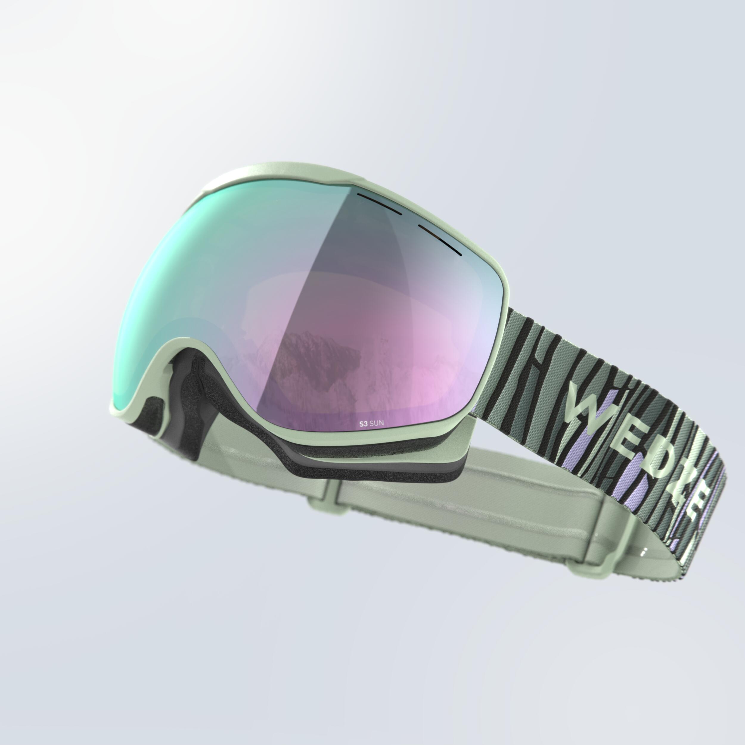 WEDZE Skibrille Snowboardbrille Kinder/Erwachsene Schönwetter – G 900 S3 zebra/grün | 03608449800198 WEDZE Skibrille Snowboardbrille Kinder/Erwachsene Schönwetter – G 900 S3 zebra/grün | 03608449800198