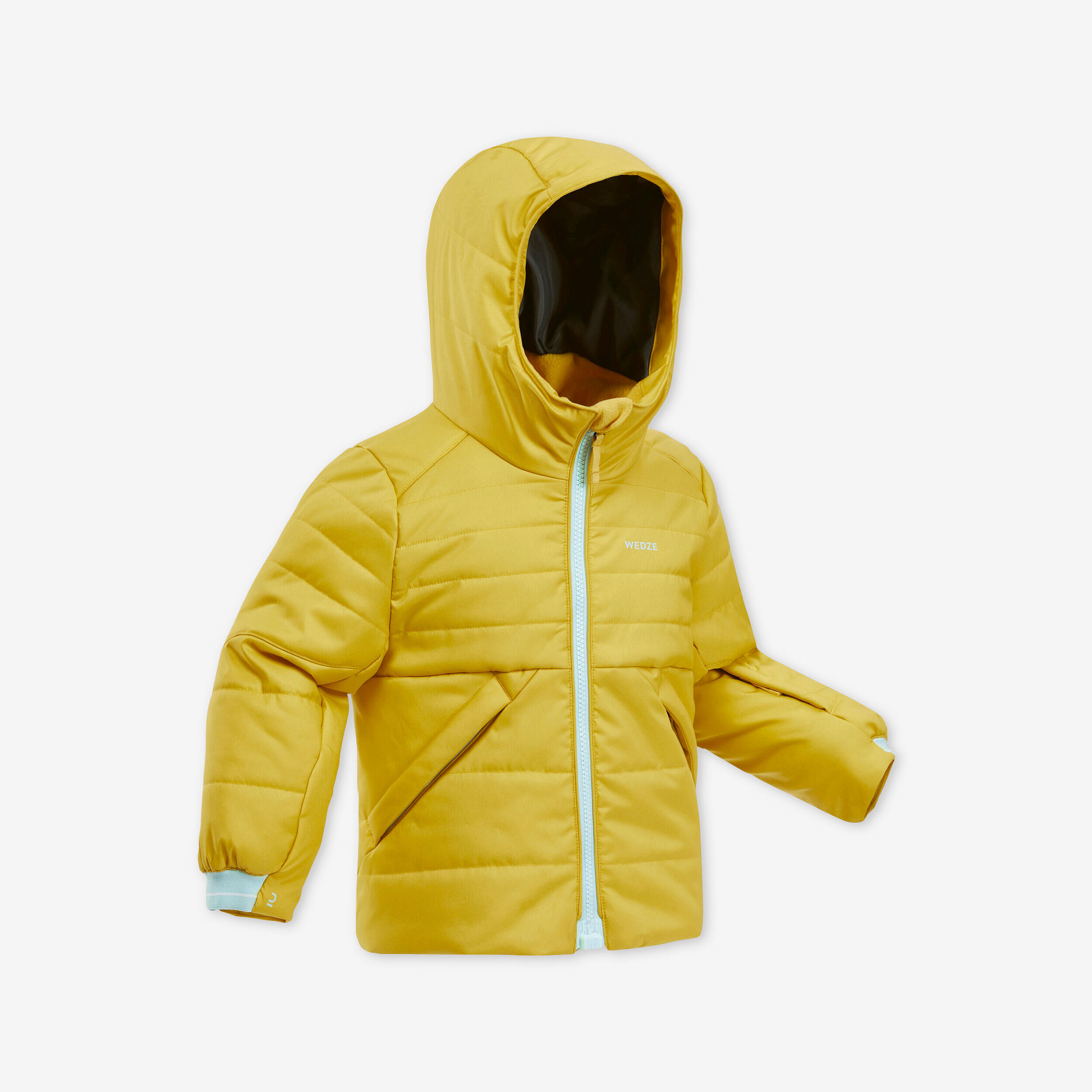 WEDZE Children’s warm ski down jacket with easy zip - 180 Warm - yellow