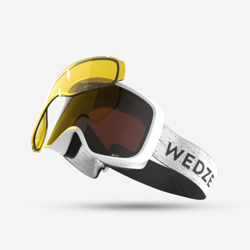 Yetişkin/Çocuk Kayak/Snowboard Maskesi - Beyaz - G 100 I