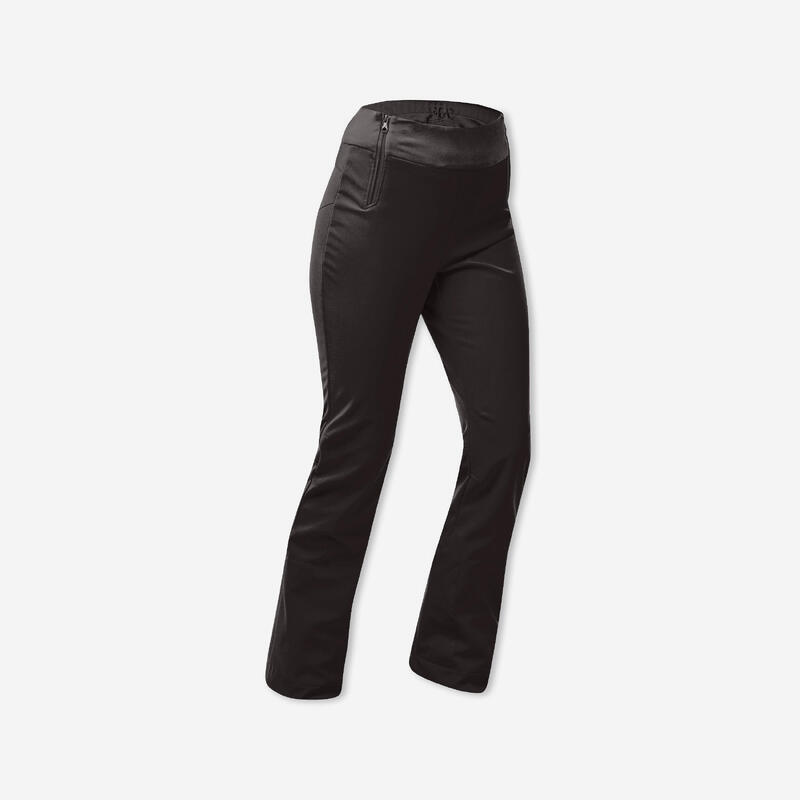 Pantalon călduros și ajustat schi 500 Negru Damă