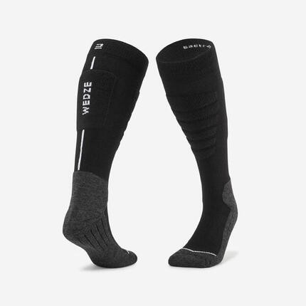 Chaussettes thermiques ski et snowboard adulte, 100 PLUS jaune et gris
