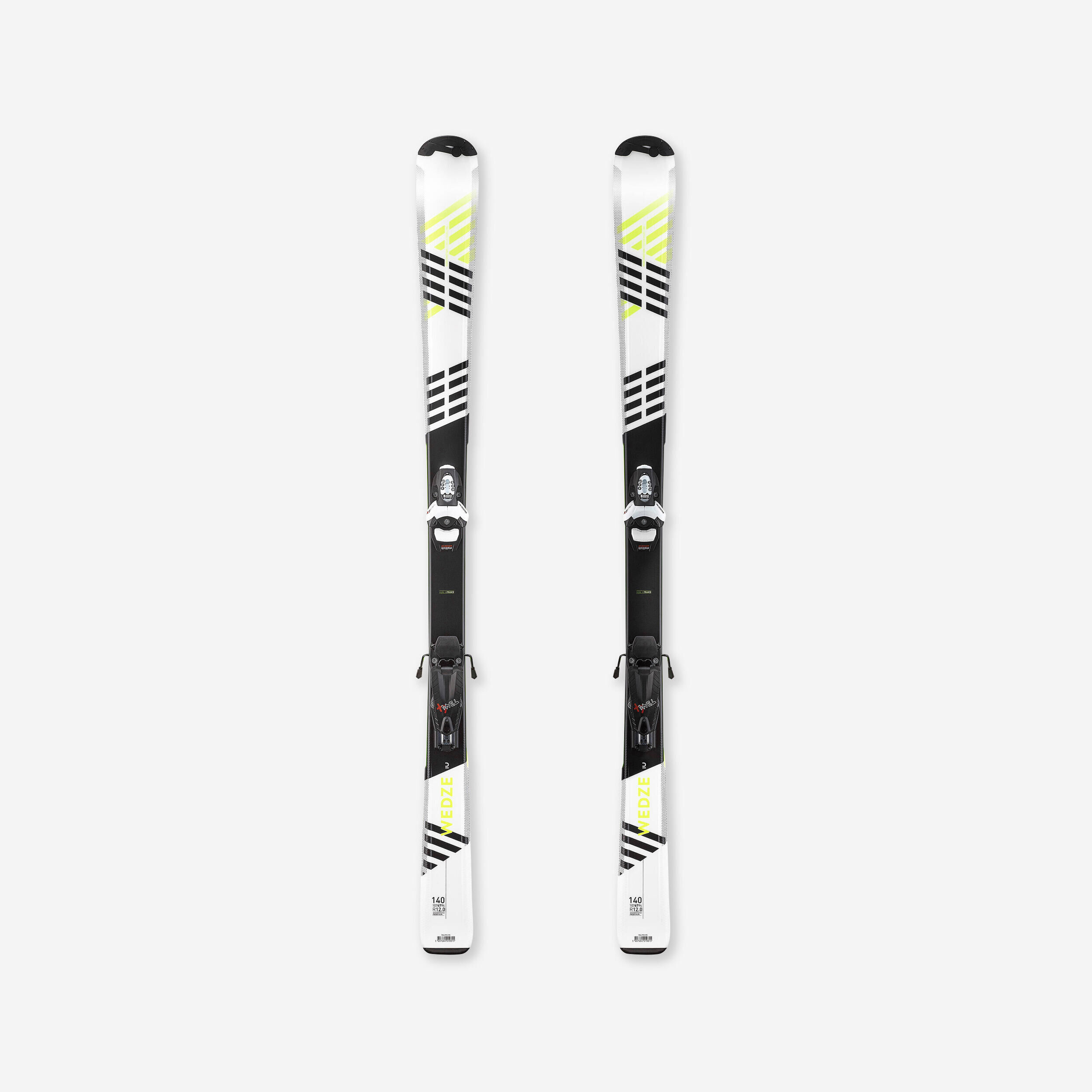 WEDZE KIDS’S DOWNHILL SKIS WITH BINDING - BOOST 500 - WHITE/YELLOW