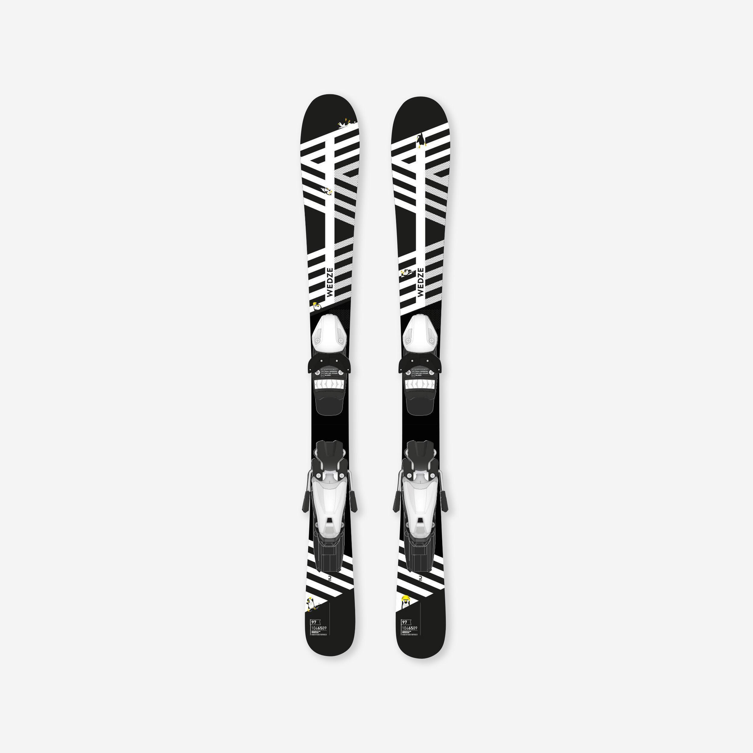 Skis alpin avec fixation enfant - Boost 500 noir/blanc - WEDZE