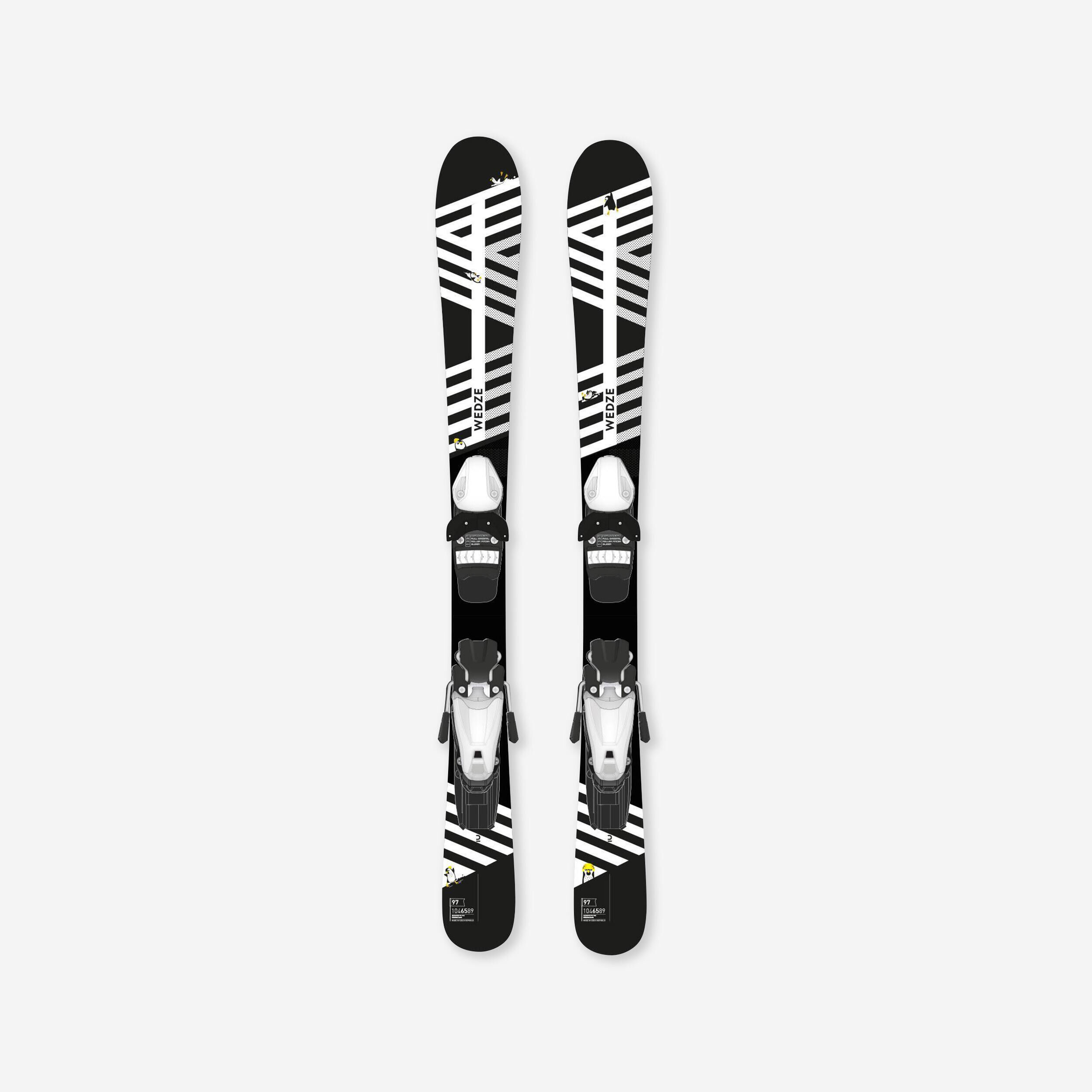 WEDZE KIDS’ DOWNHILL SKI WITH BINDING - BOOST 500 KID Player - BLACK/WHITE