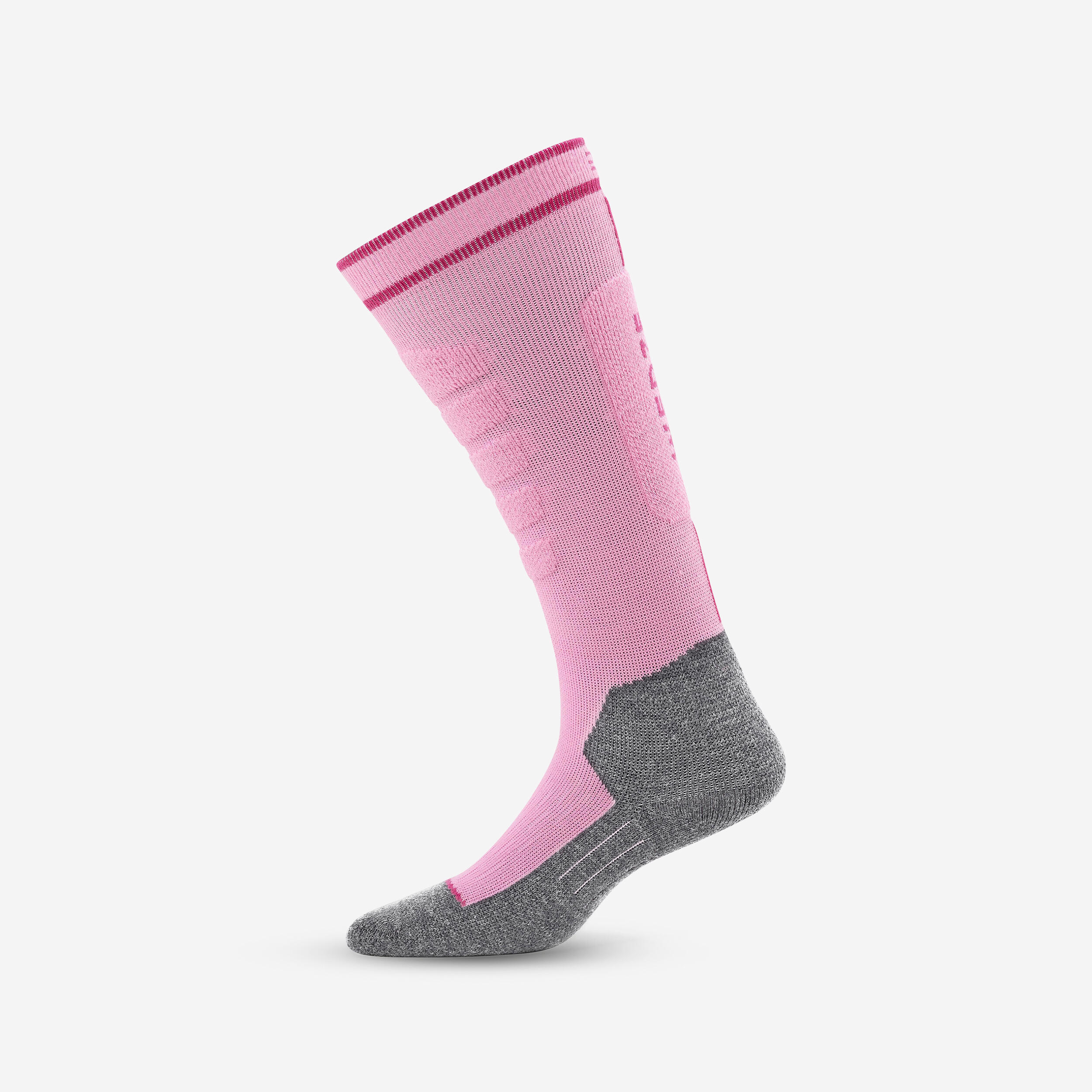 CHILDREN'S SKI AND SNOWBOARD SOCKS 100 - PINK