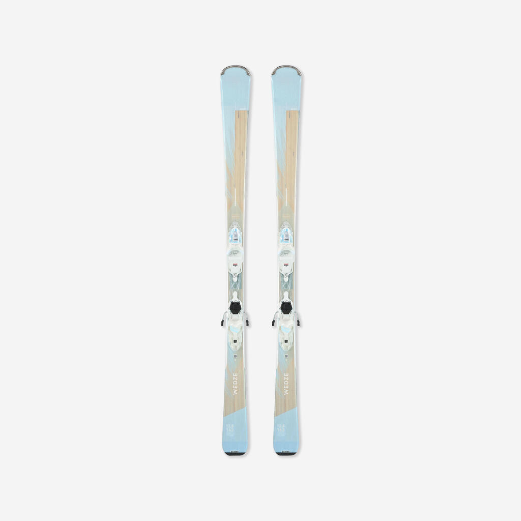 WOMEN'S ALPINE SKIS WITH BINDING - BOOST 500 - BLUE GREEN