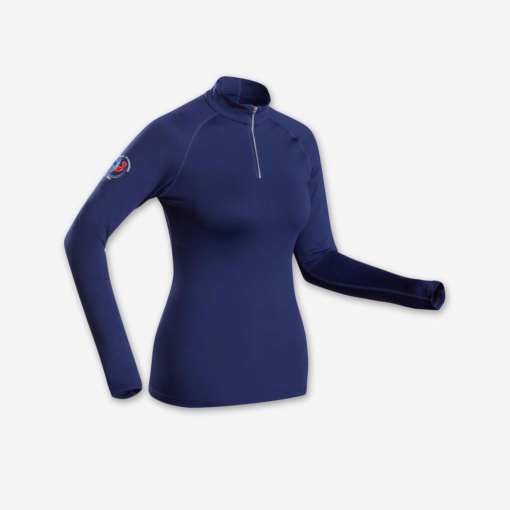 Women’s Thermal Base Layer Ski Top 1/2 Zip 500 - Navy