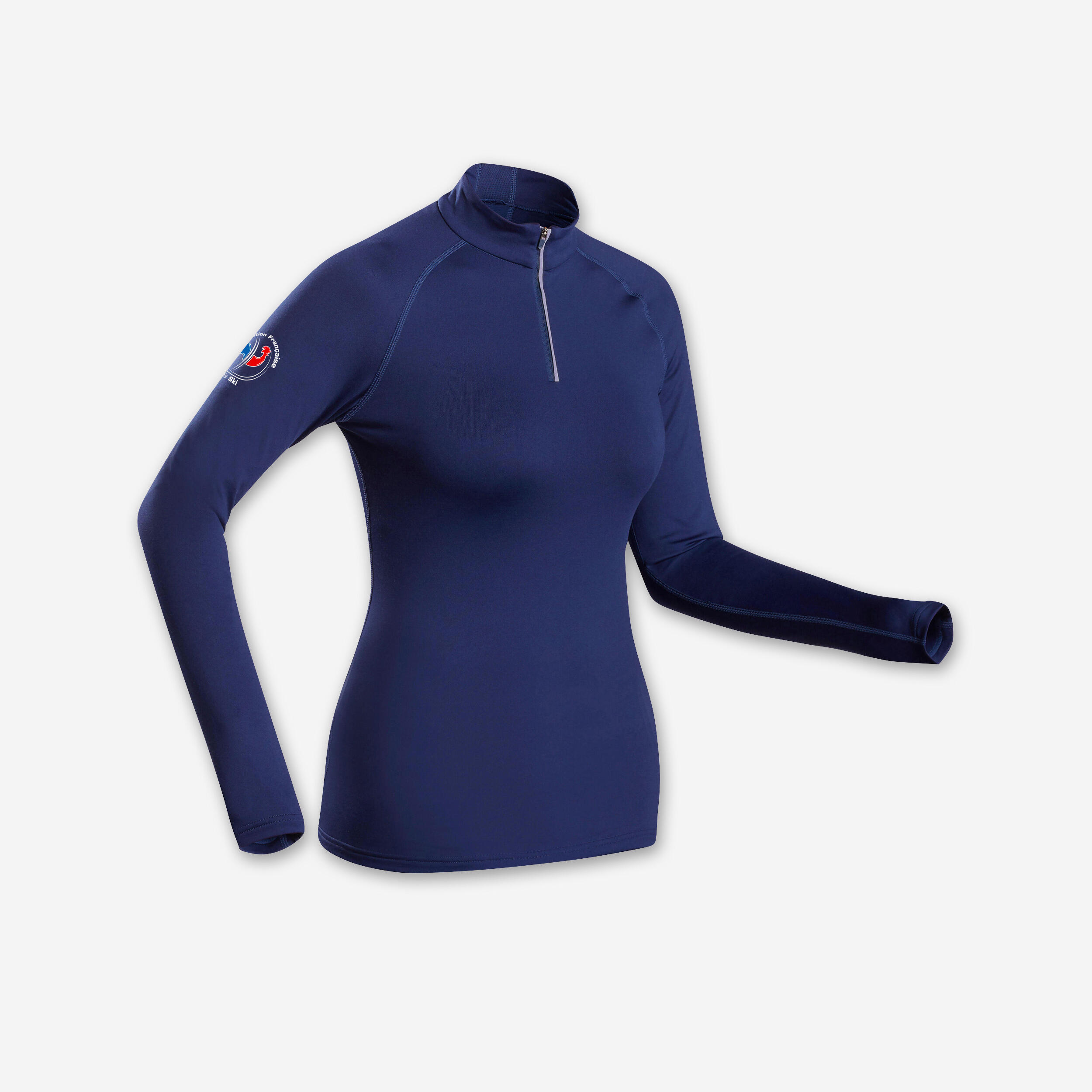 Wedze - Sous-vêtement Thermique De Ski Femme 500 Ffs 1/2 Zip Haut - Bleu Marine - Sous Vêtement Haut - Ski Freeski Snowboard Luge - Bleu - 48 Xl -