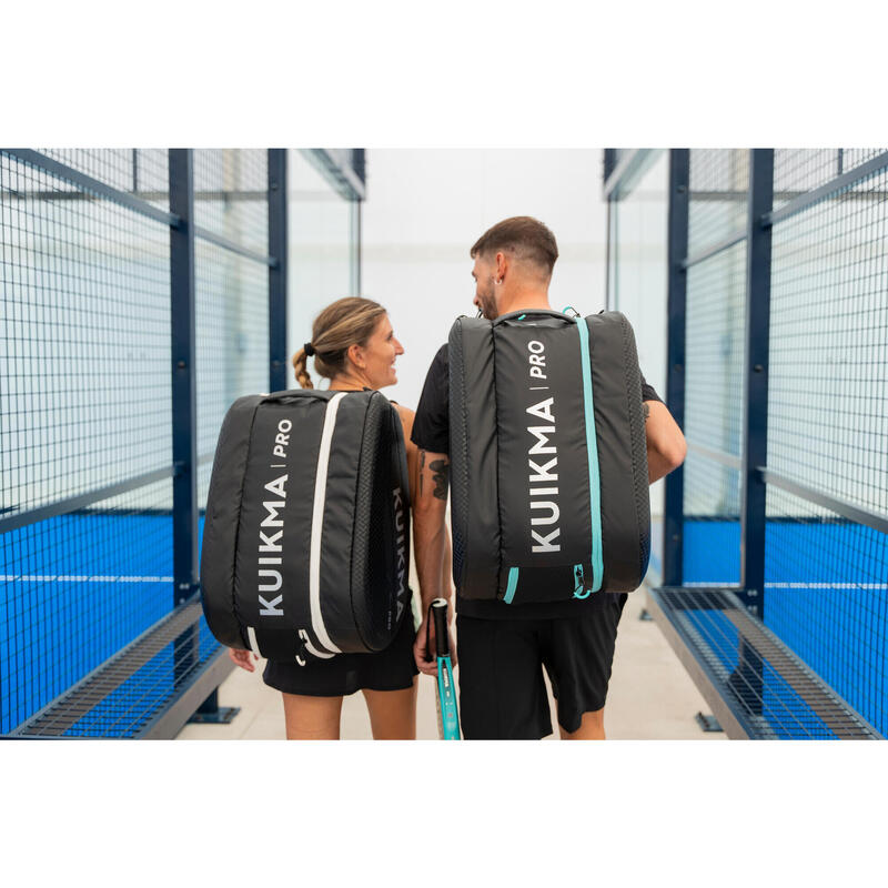 Sac de padel isotherme 46>54L - Kuikma Pro noir turqoise