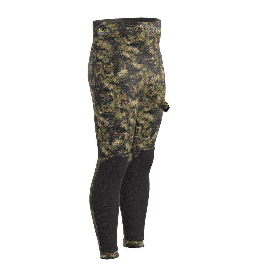 Neoprenhose Freitauchen Herren 5 mm mit Urinalventil SPF 900+ camouflage 