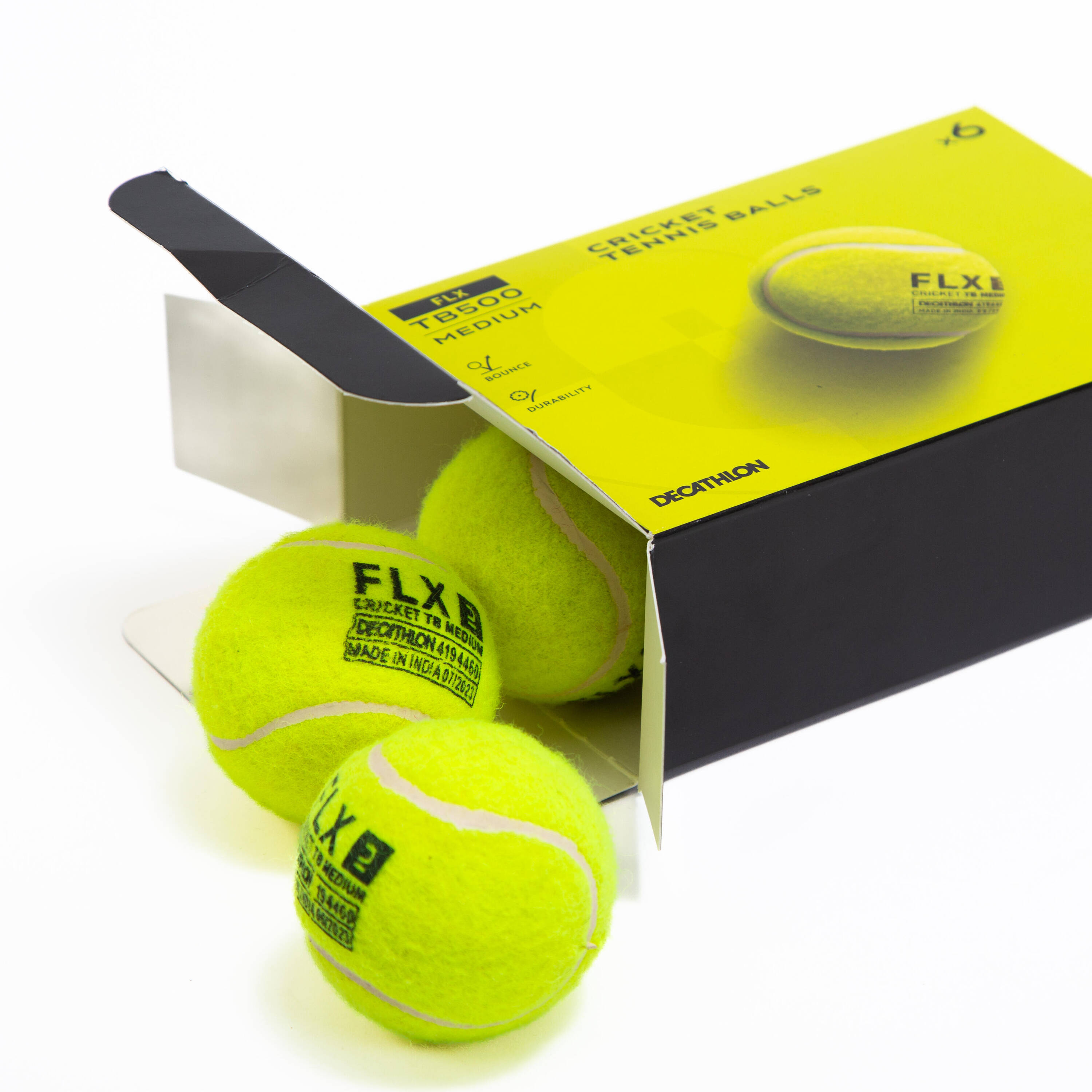 Tennis Cricket Ball Medium 80g Yellow (Pack of 6) Durable & Bouncy -  2