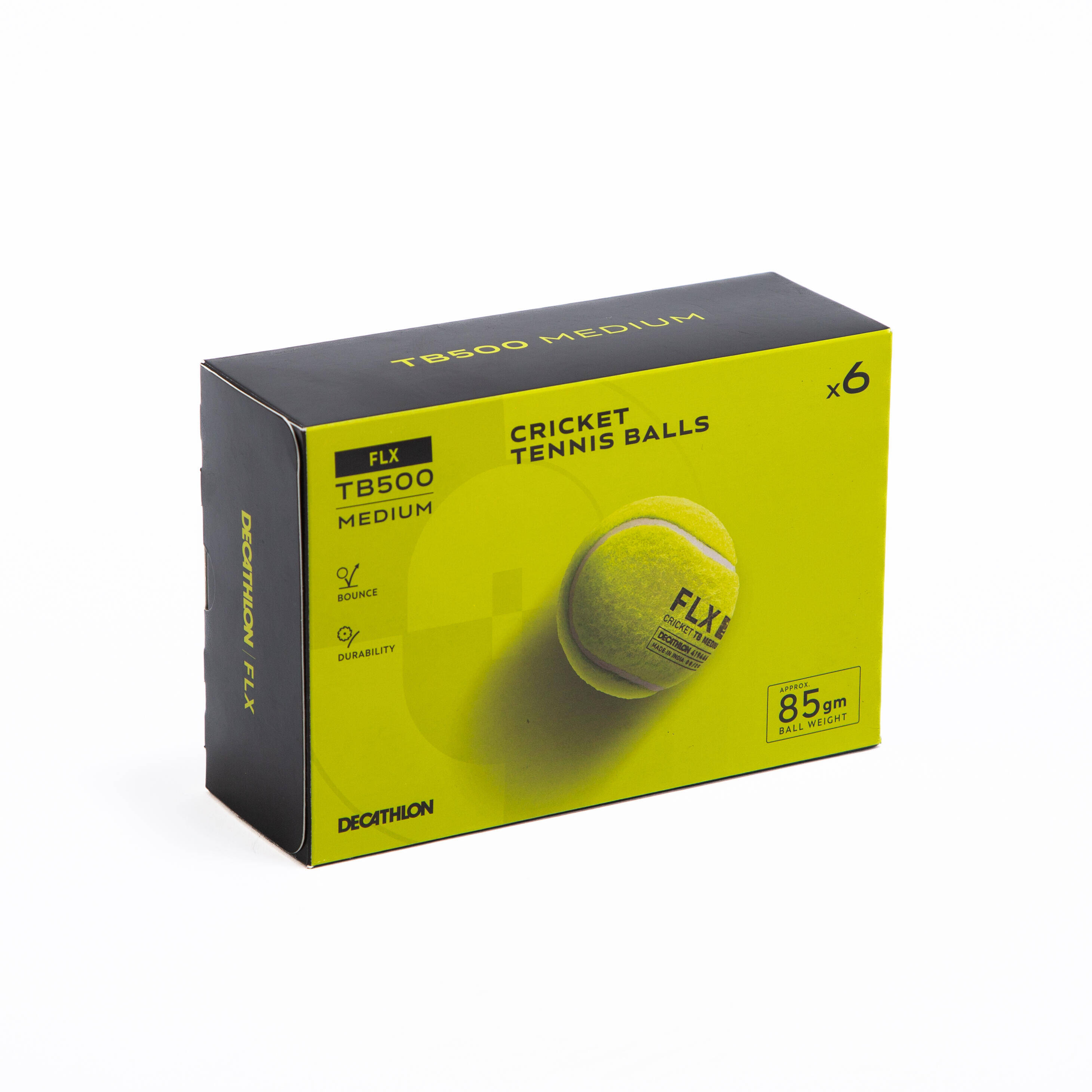 Tennis Cricket Ball Medium 80g Yellow (Pack of 6) Durable & Bouncy -  4