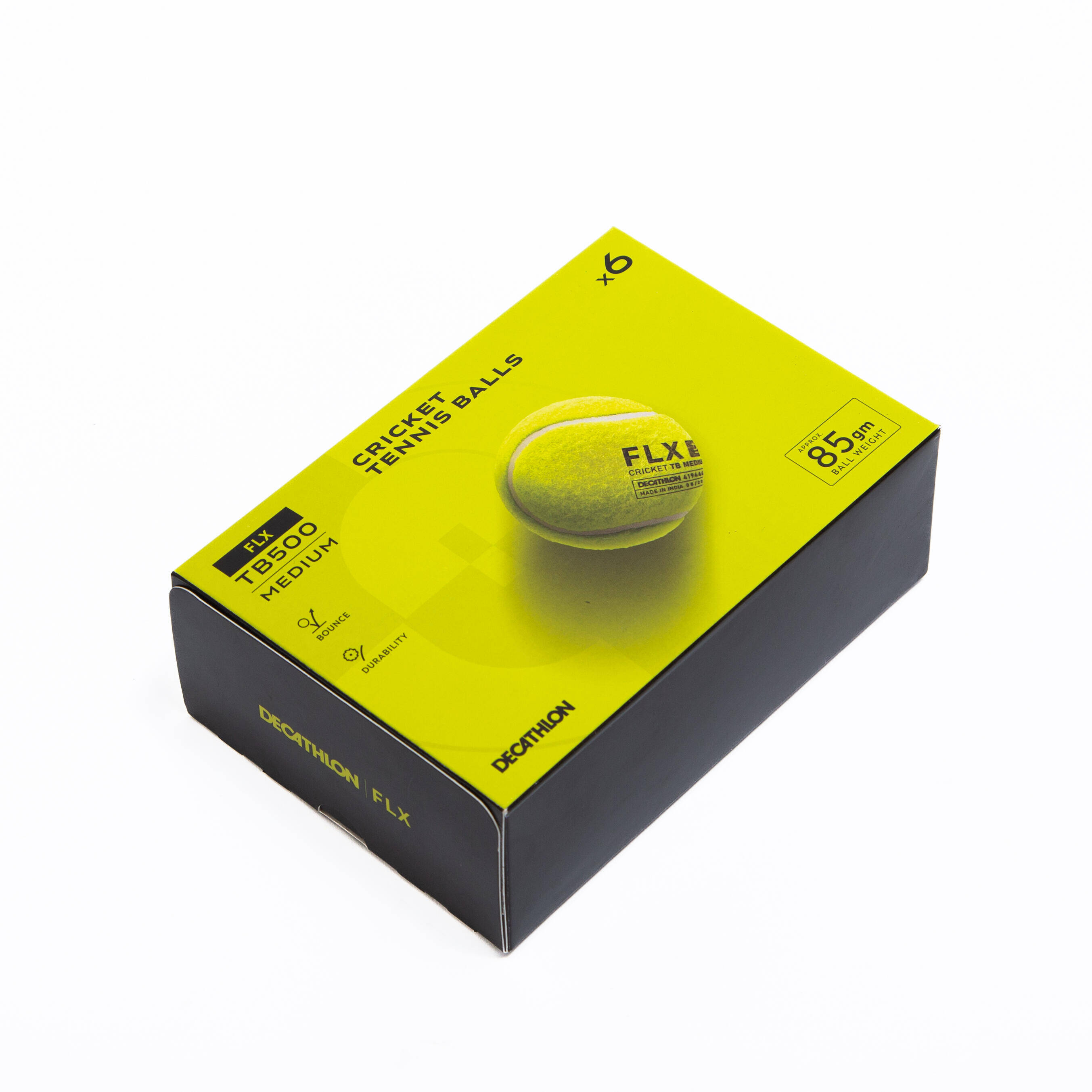 Tennis Cricket Ball Medium 80g Yellow (Pack of 6) Durable & Bouncy -  3