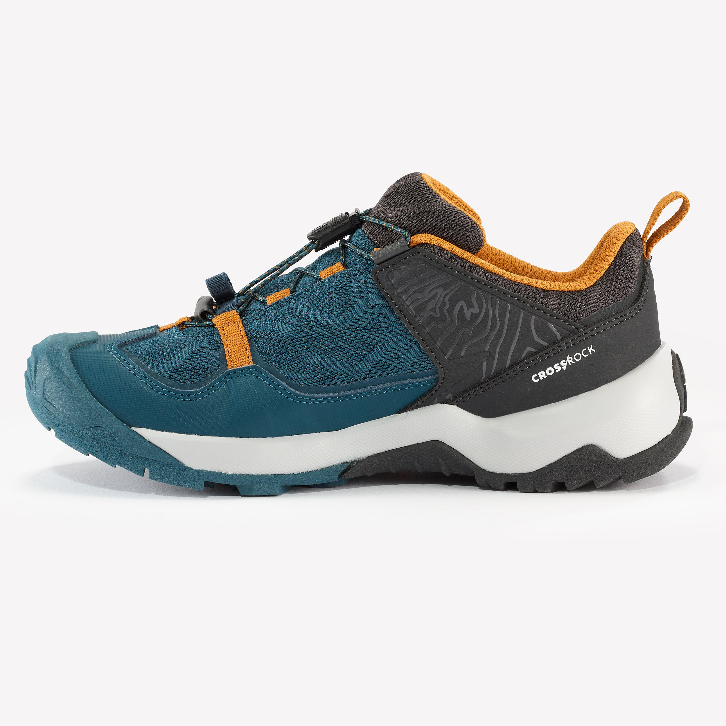 Wandelschoenen met snelle vetersluiting voor kinderen Crossrock oker maat 35-38 5/6
