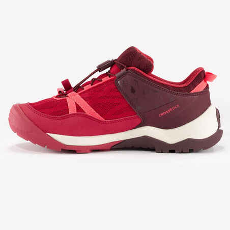 נעלי הליכה לילדים עם מערכת שרוכים מהירה מידה ‎2½‎ עד 5 - חום-אדום