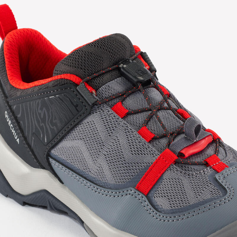 兒童快速鞋帶登山健行鞋 2½ 到 5 號－灰色