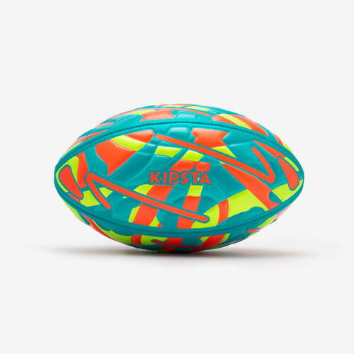 Ballon de rugby taille 2 mini, orange, vert, jaune