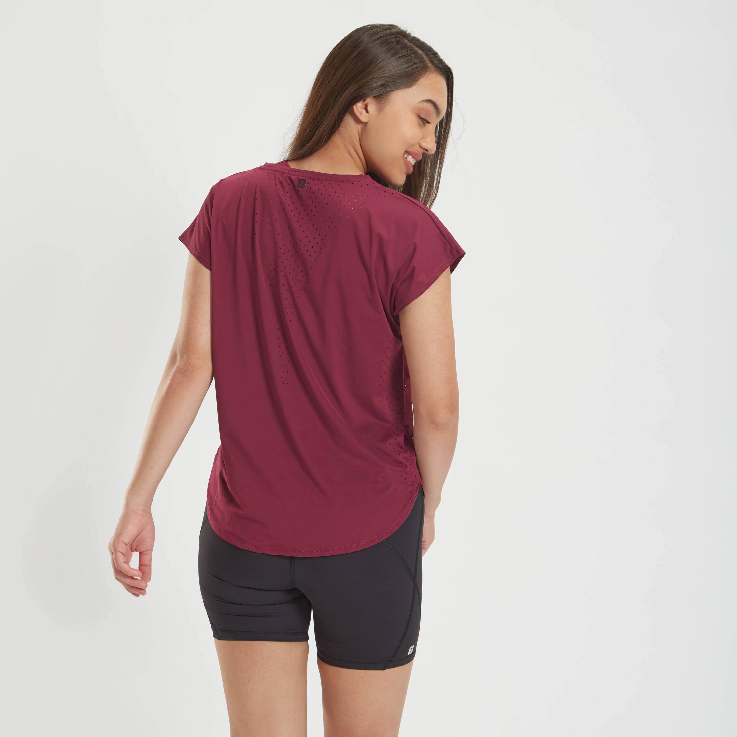 Women's Loose-Fit Breathable Fitness T-Shirt - Burgundy -  3