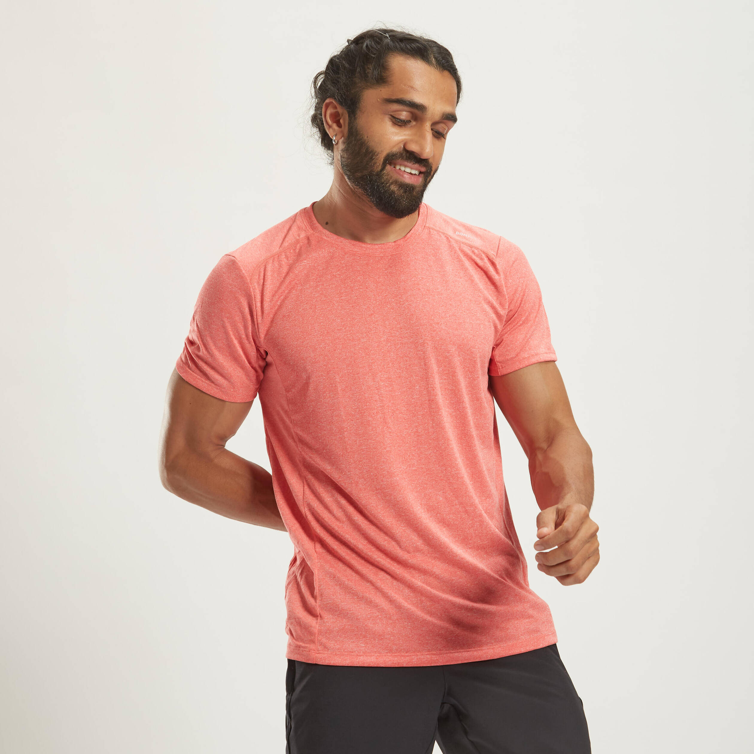 Men Gym Sports T Shirt Polyester - Light Red