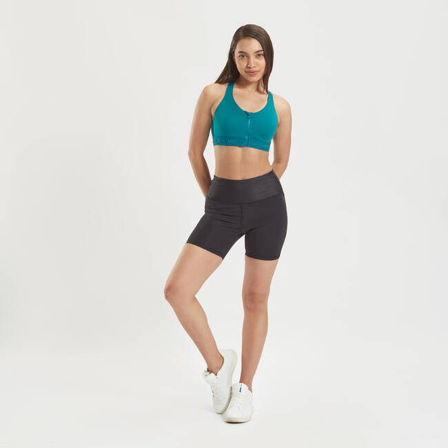 Sports Bra High Support with Zip - Black