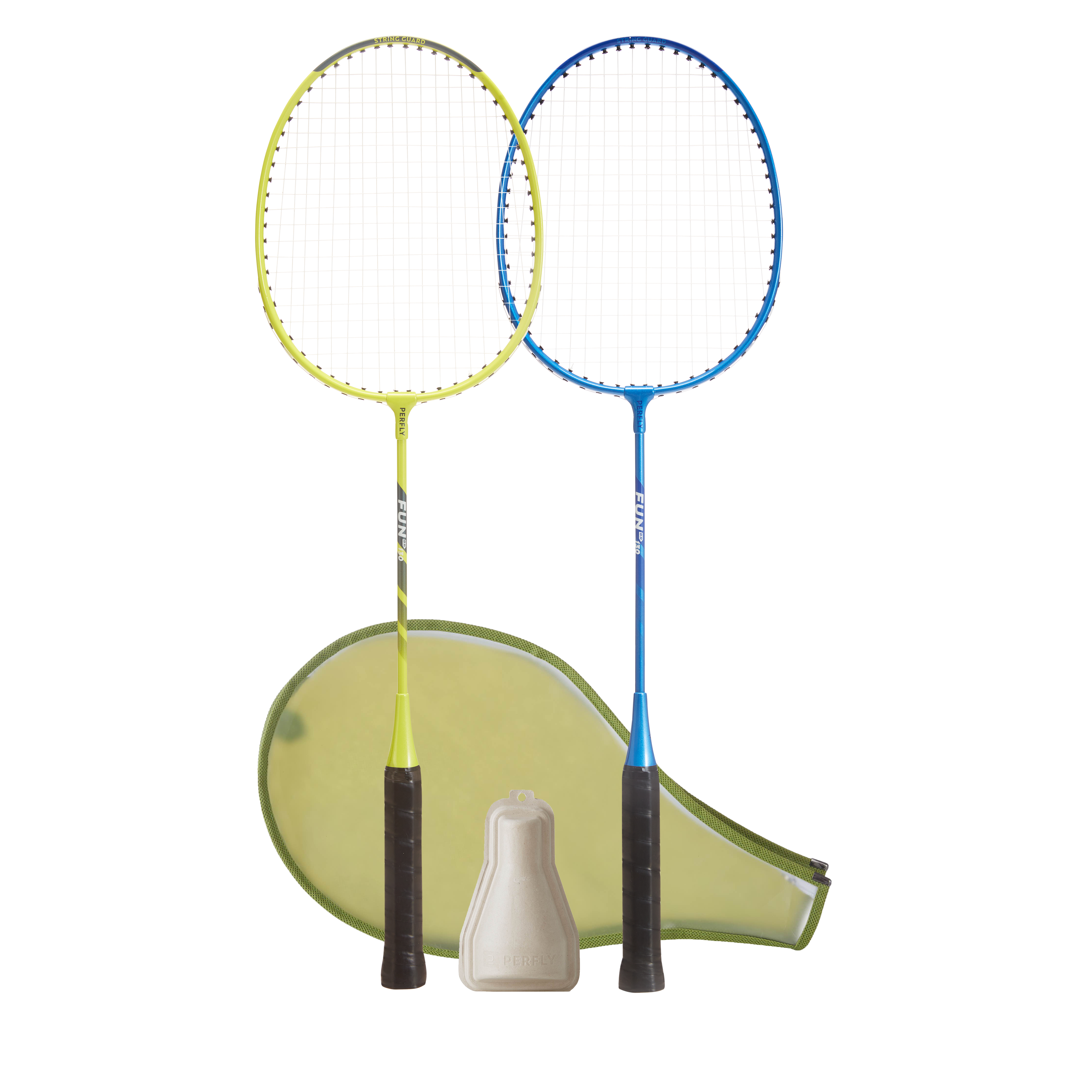 Lot de Raquettes de Badminton pour Adulte Fun BR130 - Vert Citron/Bleu