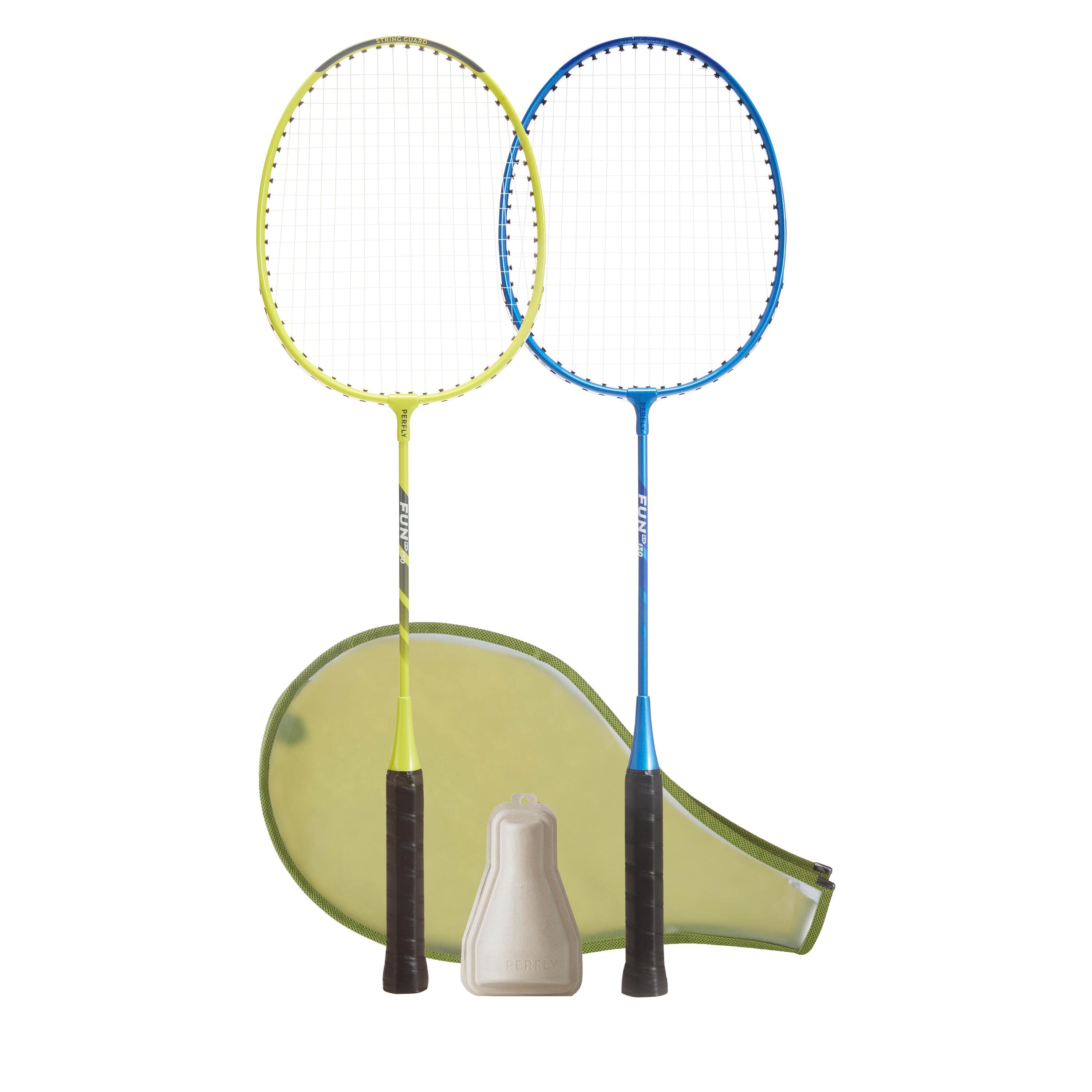 PERFLY Fun Set BR130 AD Lime Blue Adult Badminton racket set