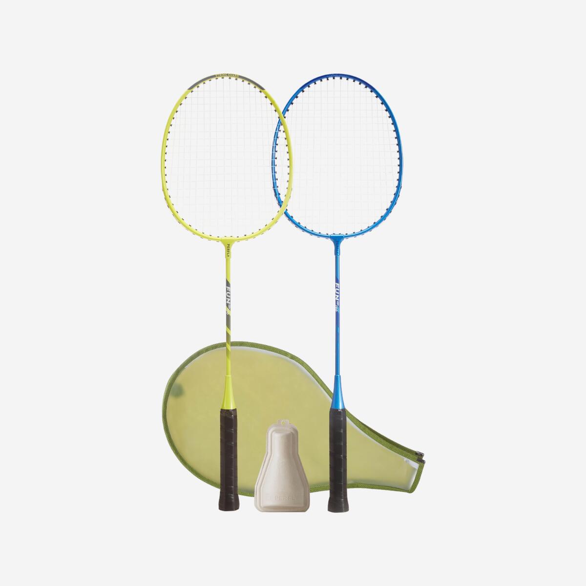 Lot de Raquettes de Badminton pour Adulte Fun BR130 - Vert Citron/Bleu