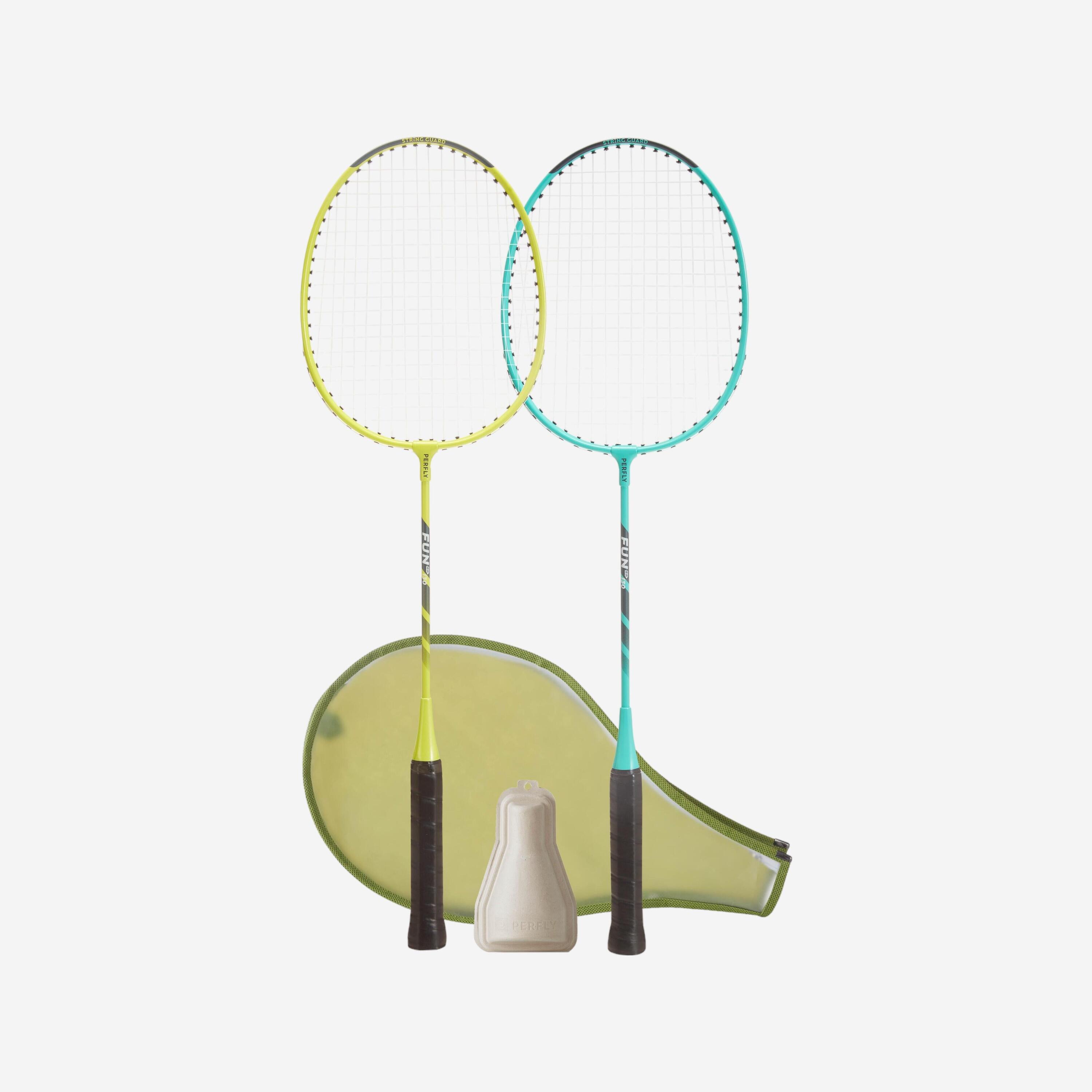 PERFLY Badmintonracketset voor volwassenen Fun BR130 turquoise/groen