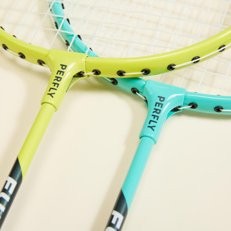 Badmintonracketset voor volwassenen Fun BR130 turquoise/groen