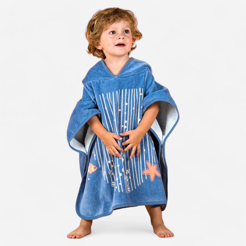 Poncho de natação Algodão Bebé - Baleia Azul