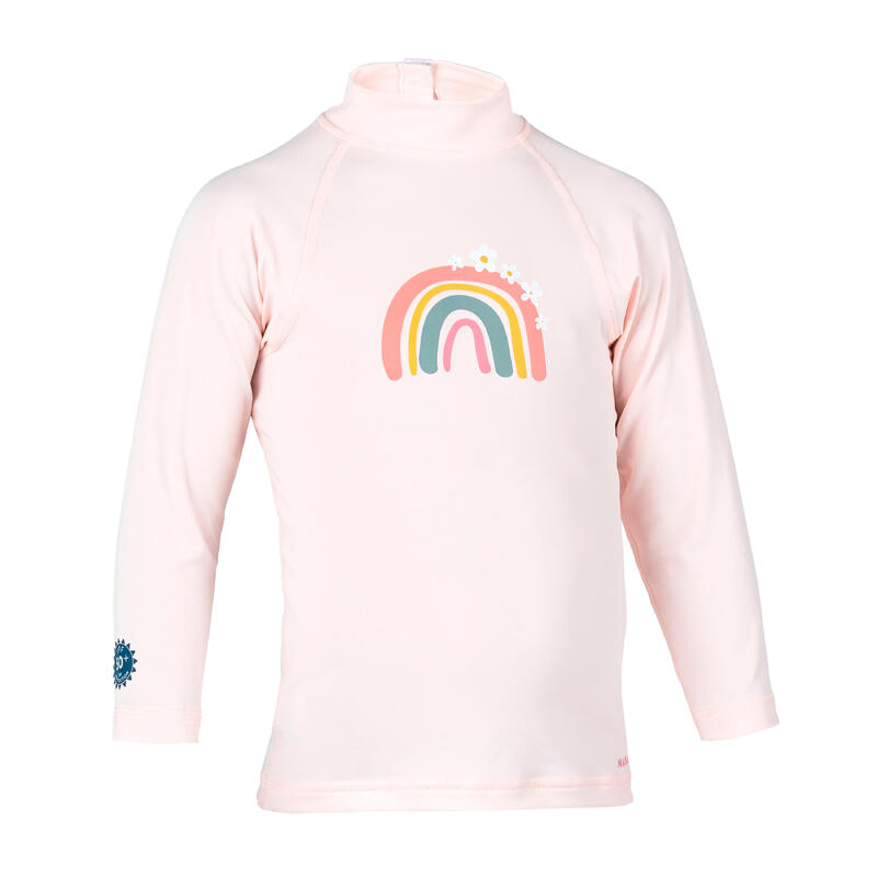 Uv-werend shirt met lange mouwen voor peuters regenboogprint