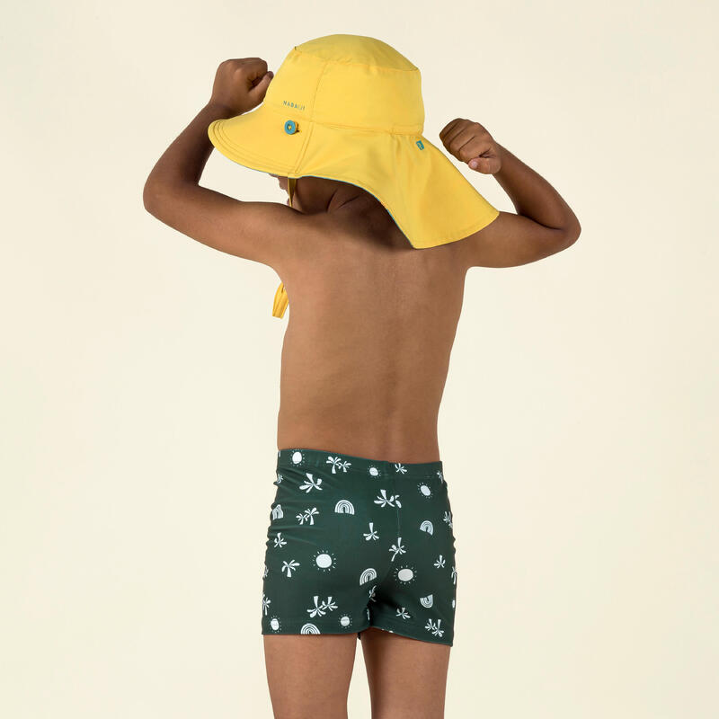 Zwemboxer voor peuters en kinderen donkergroen zon-dessin