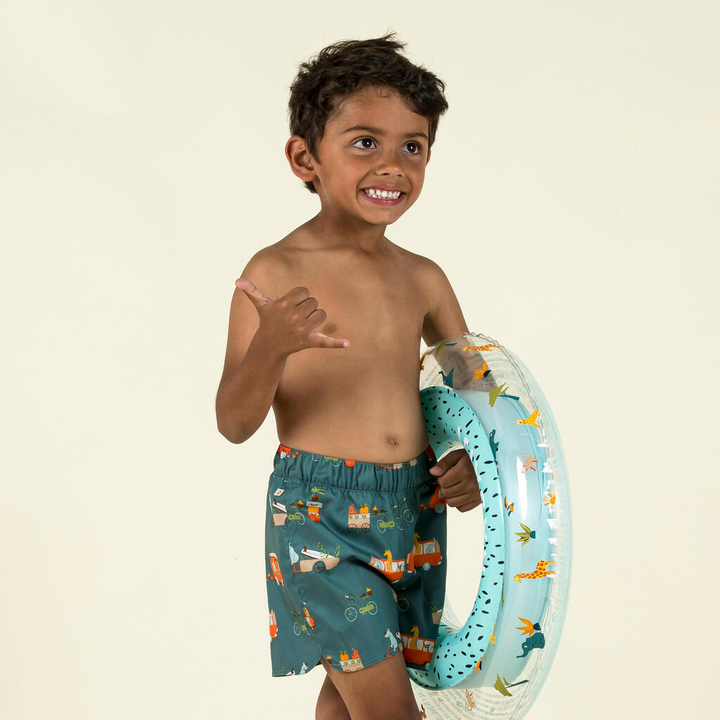 Bermuda de natación verde oscuro con estampado para bebé/niños Van