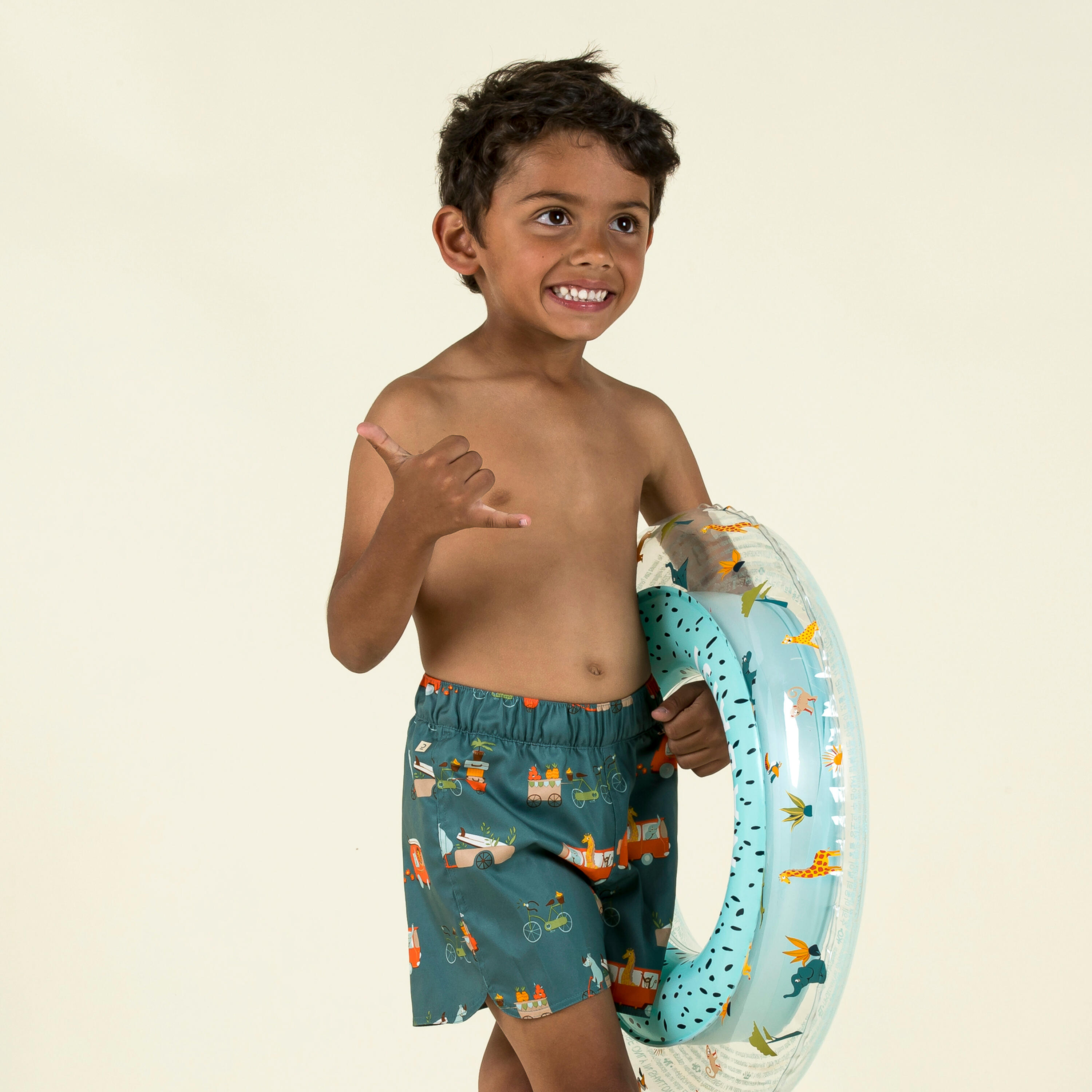 Short De Bain Bebe Enfant Vert fonce Imprime Van Decathlon